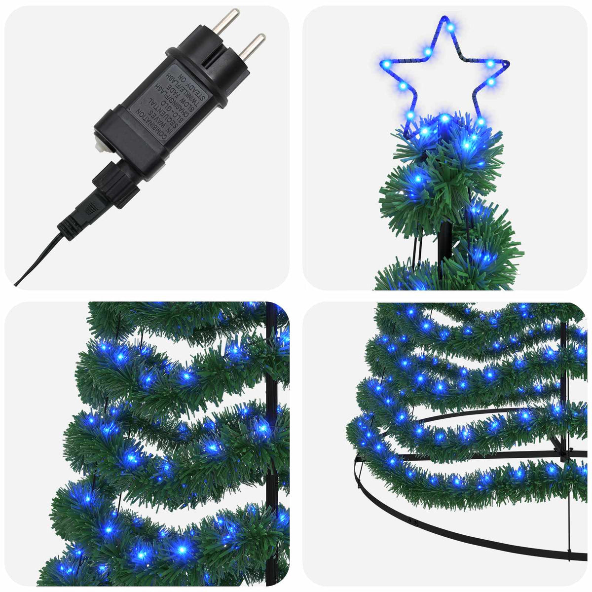 LED Tinsel Christmas Tree with Base EKENAS 400 cm 588 LEDs Blue