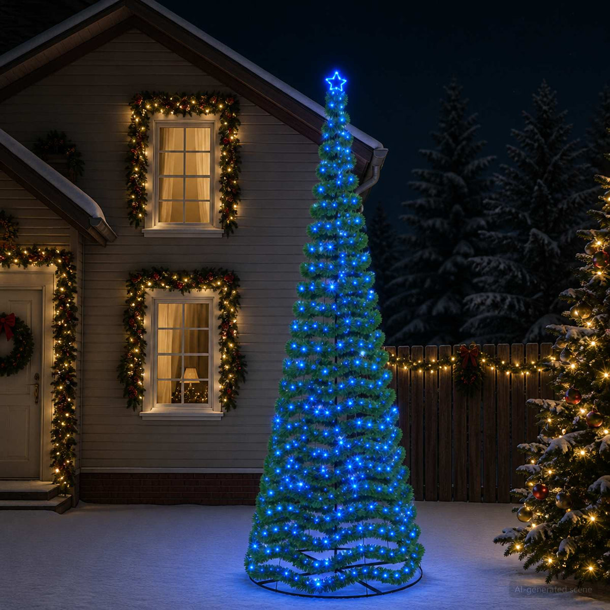 LED Tinsel Christmas Tree with Base EKENAS 400 cm 588 LEDs Blue