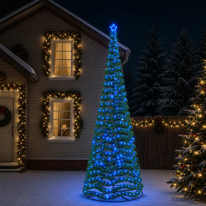 LED Tinsel Christmas Tree with Base EKENAS 400 cm 588 LEDs Blue