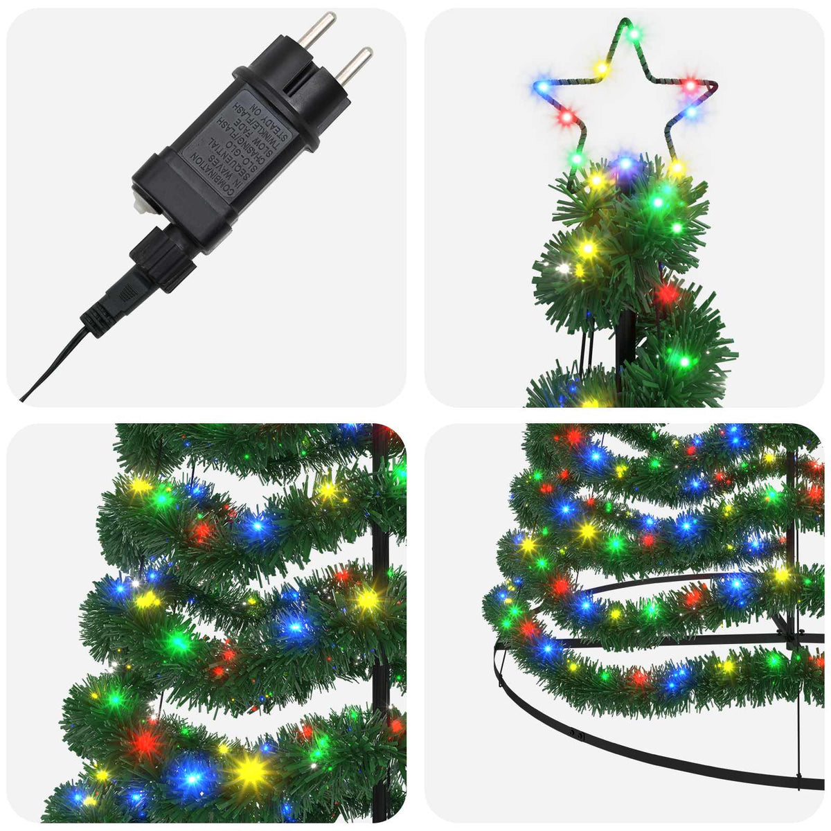 LED Tinsel Christmas Tree with Base EKENAS 400 cm 588 LEDs