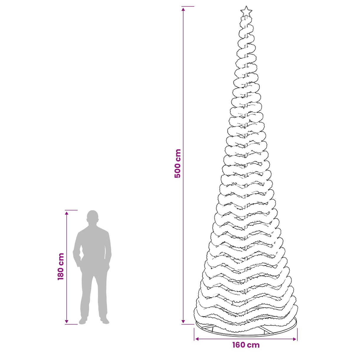 LED Tinsel Christmas Tree with Base EKENAS 500 cm 868 LEDs