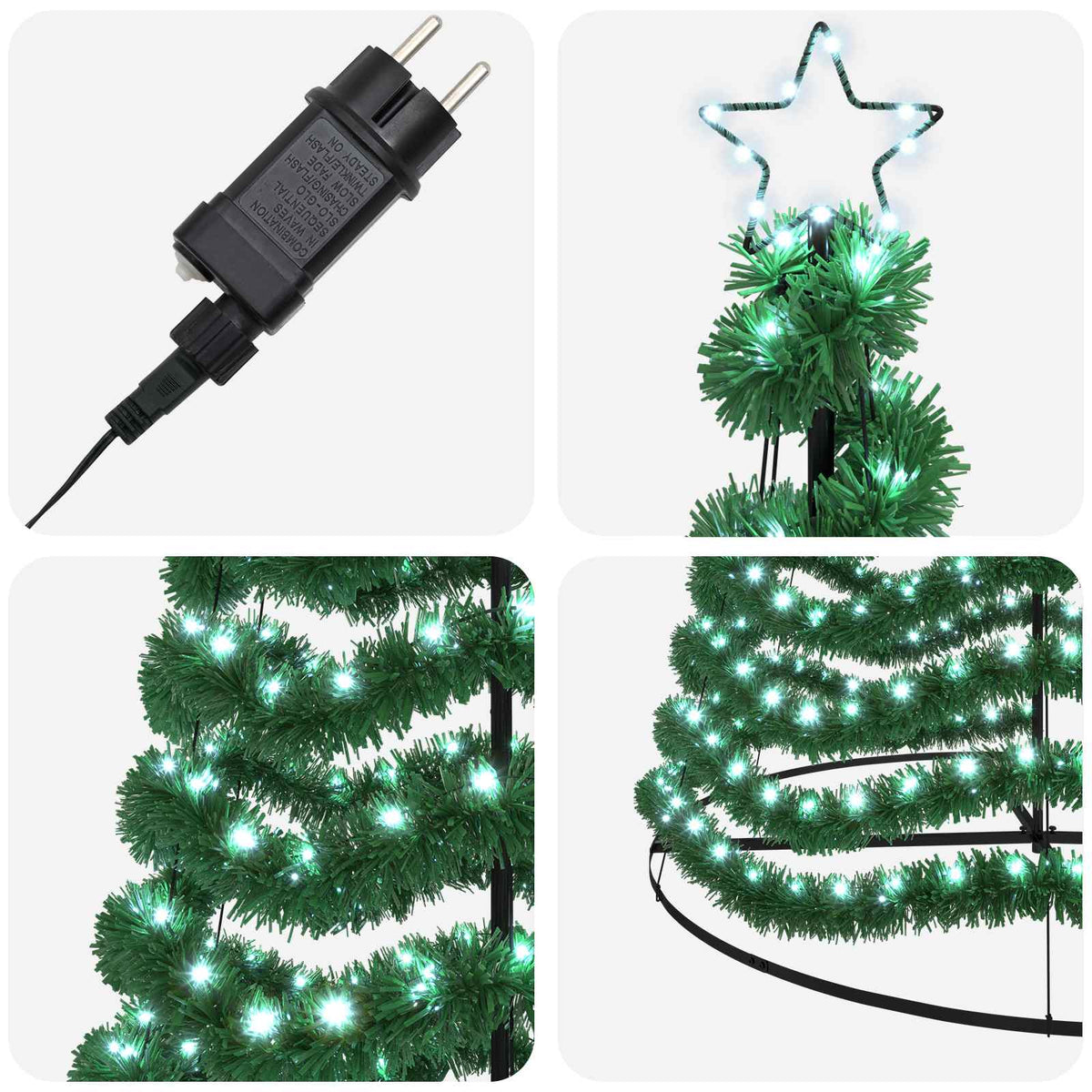 LED Tinsel Christmas Tree with Base EKENAS 500 cm 868 LEDs