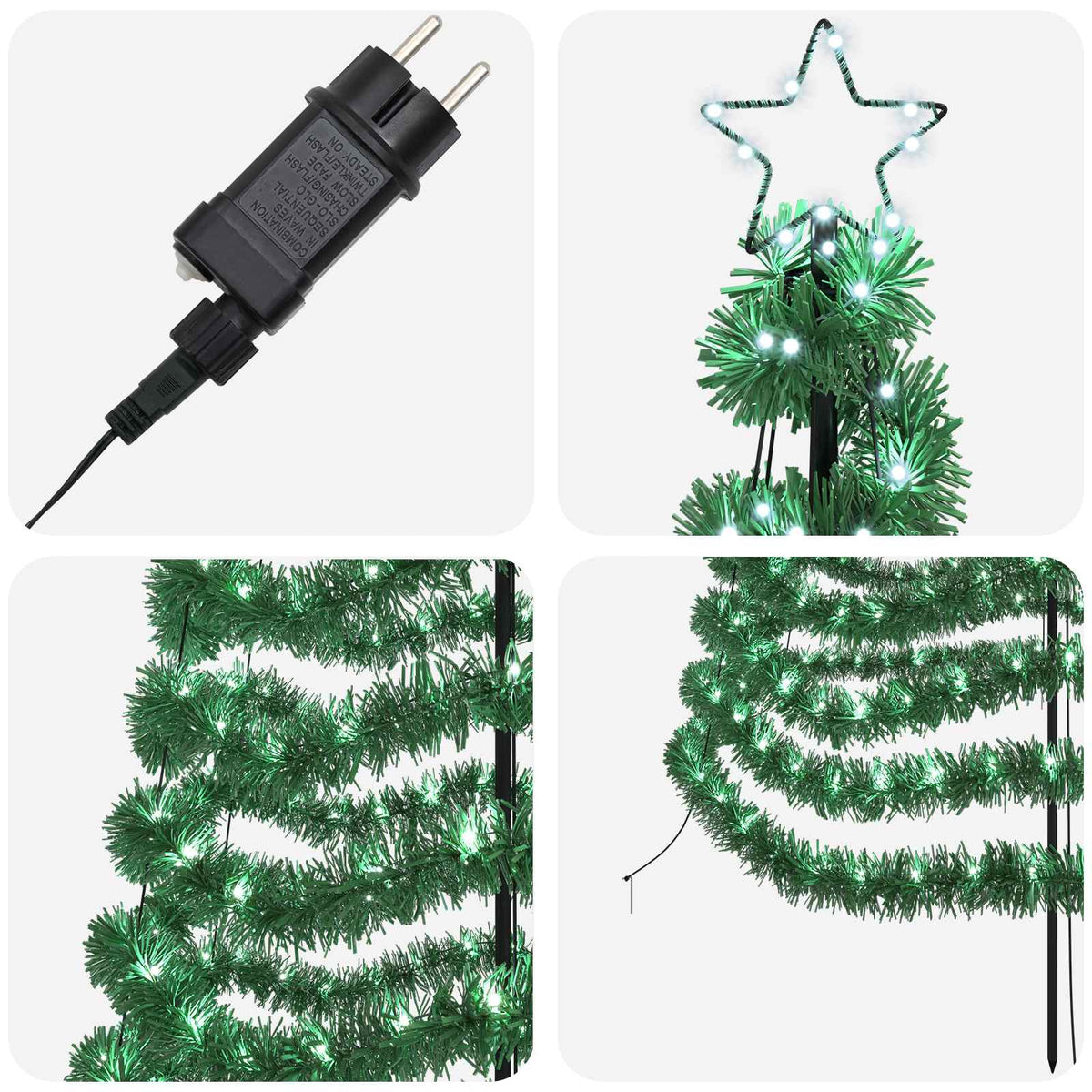 LED Tinsel Christmas Tree with Spike EKENAS 250 cm 370 LEDs