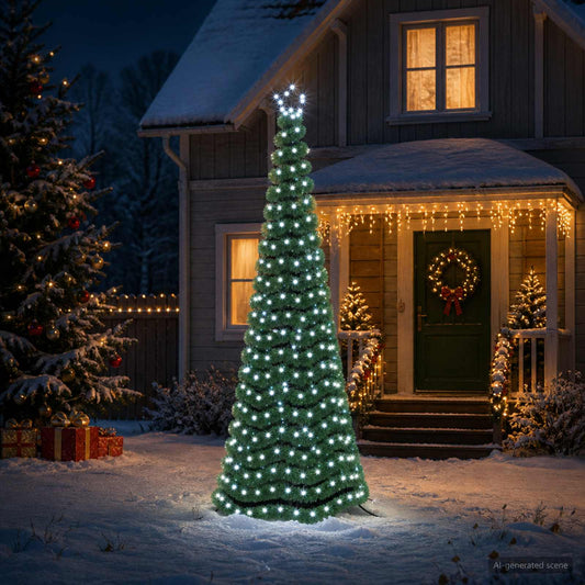 LED Tinsel Christmas Tree with Spike EKENAS 250 cm 370 LEDs