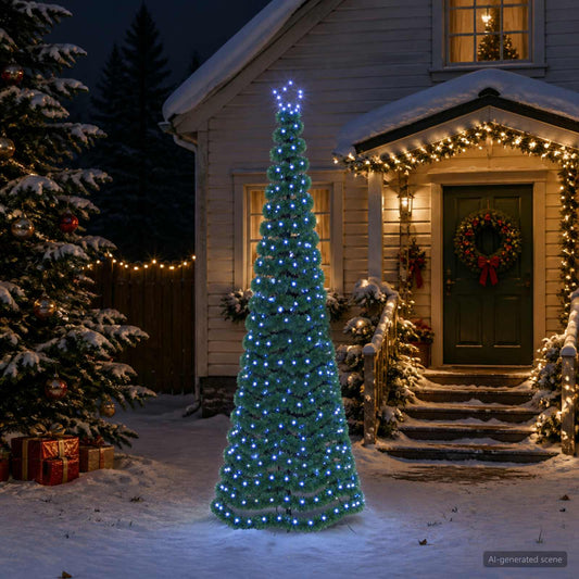 LED Tinsel Christmas Tree with Spike EKENAS 250 cm 370 LEDs