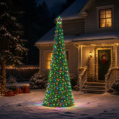 LED Tinsel Christmas Tree with Spike EKENAS 250 cm 370 LEDs