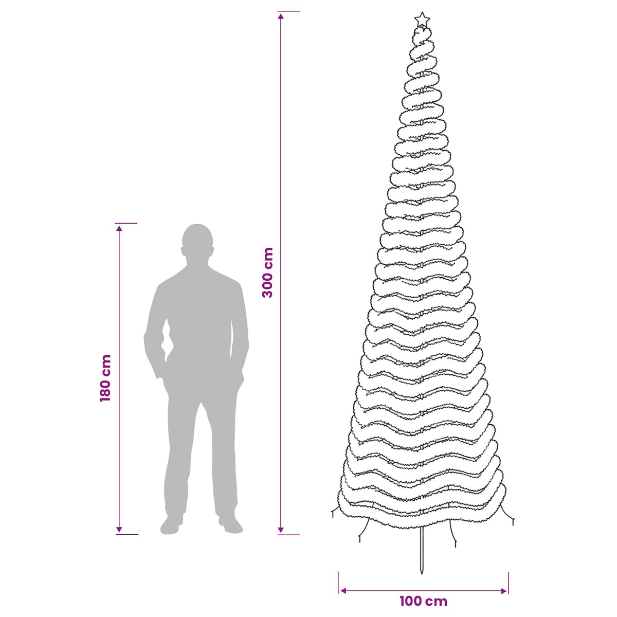 LED Tinsel Christmas Tree with Spike EKENAS 300 cm 475 LEDs