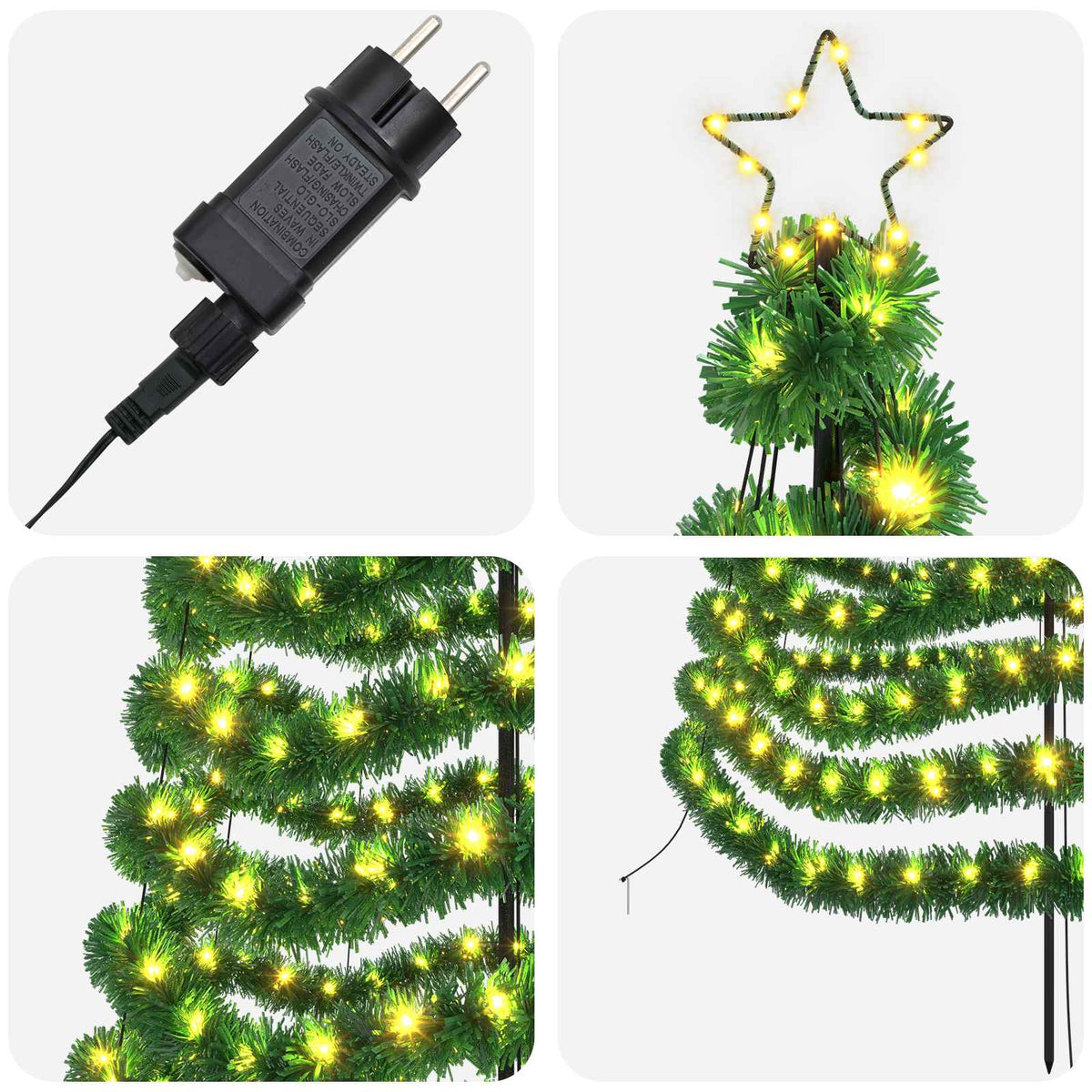 LED Tinsel Christmas Tree with Spike EKENAS 400 cm 588 LEDs