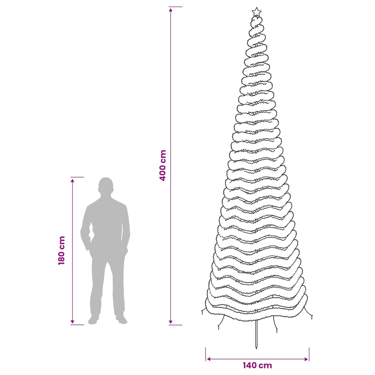 LED Tinsel Christmas Tree with Spike EKENAS 400 cm 588 LEDs