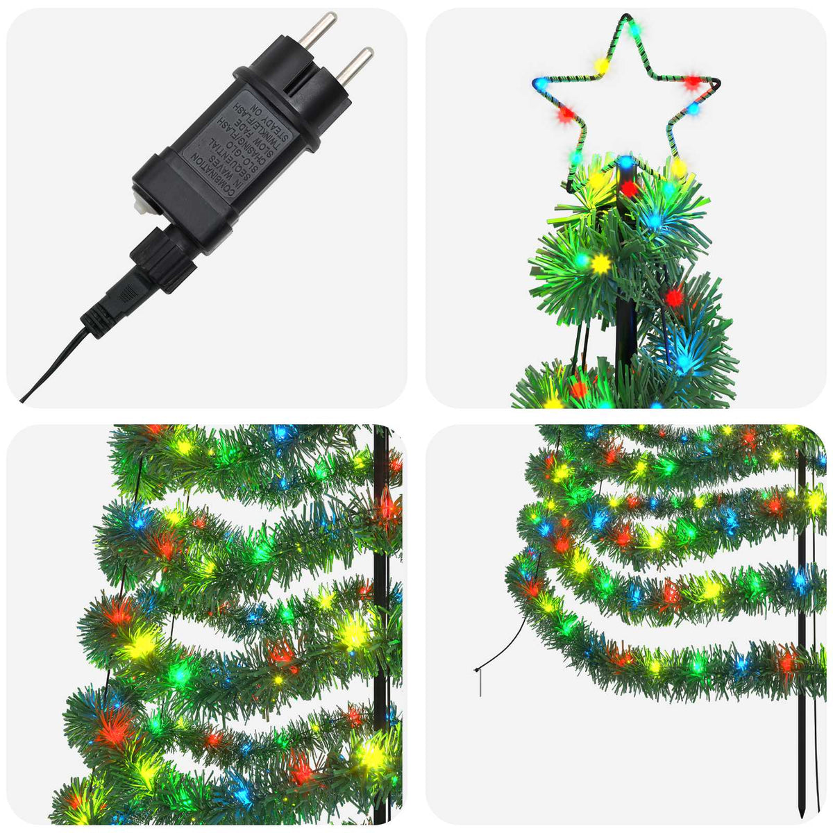 LED Tinsel Christmas Tree with Spike EKENAS 400 cm 588 LEDs