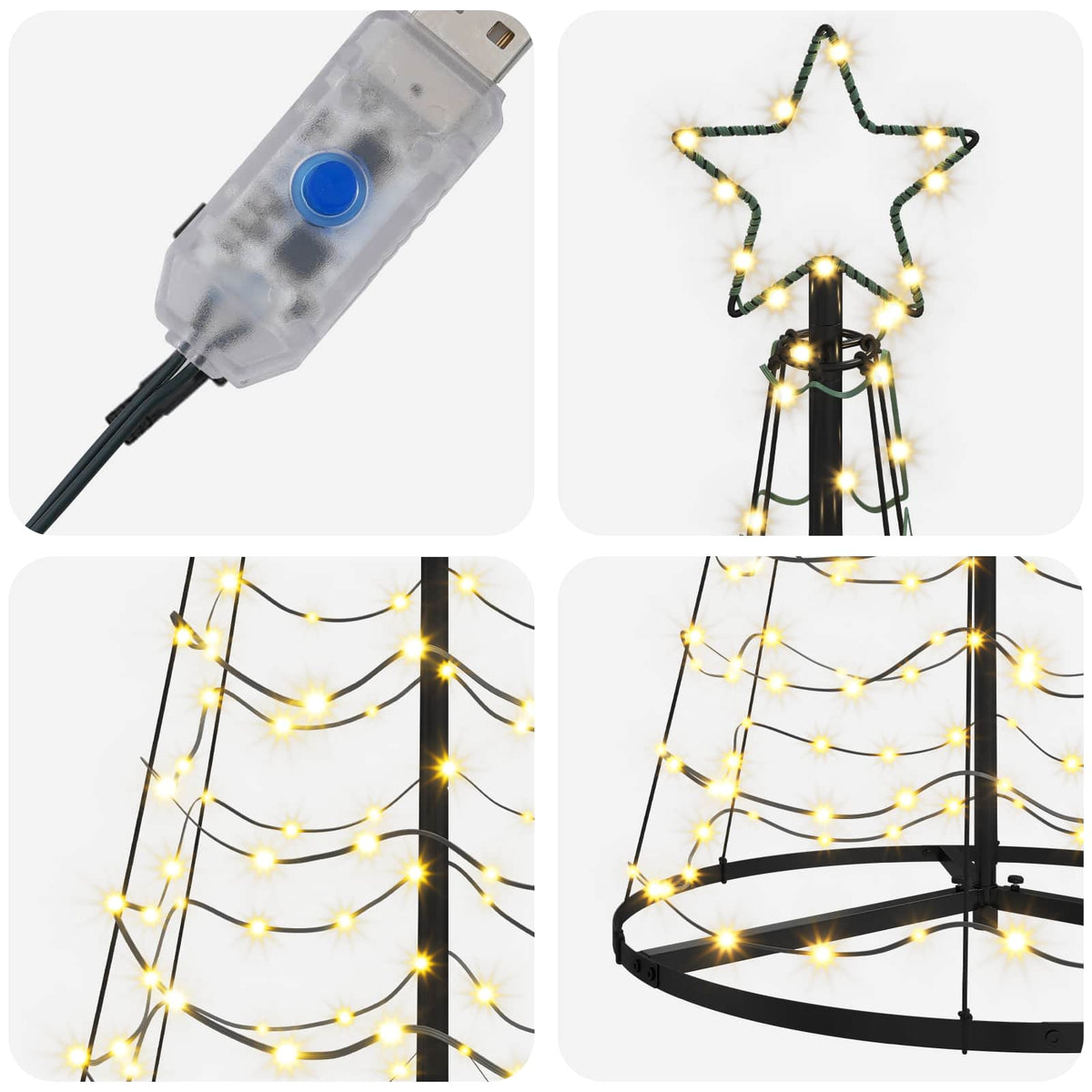 LED Spiral Christmas Tree with Base EKENAS 180 cm 220 LEDs