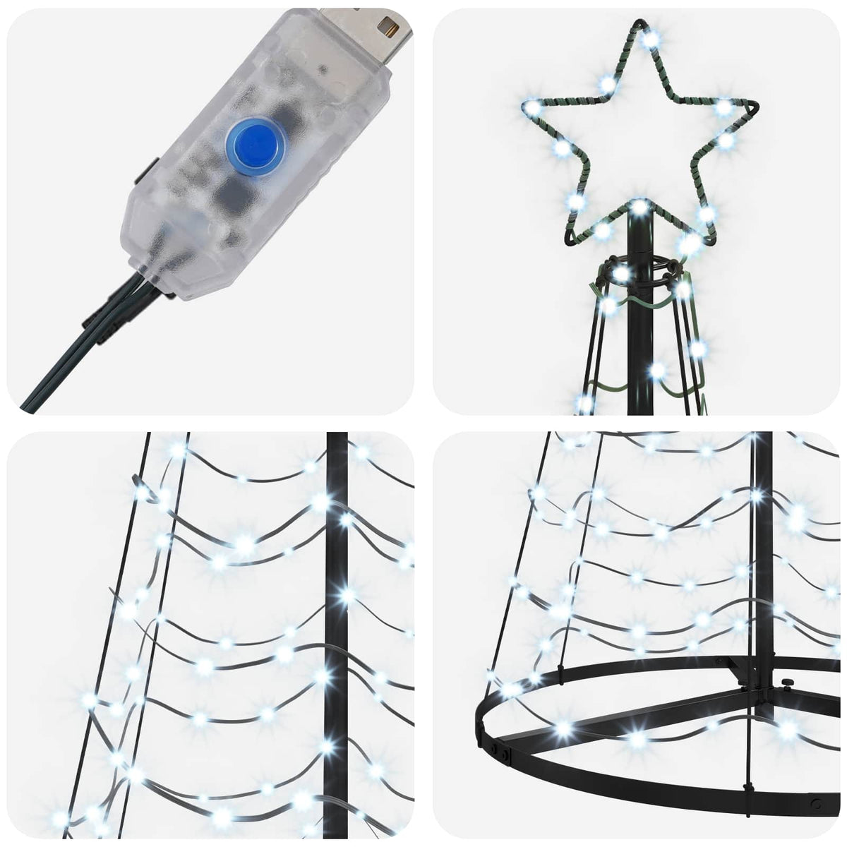 LED Spiral Christmas Tree with Base EKENAS 180 cm 220 LEDs