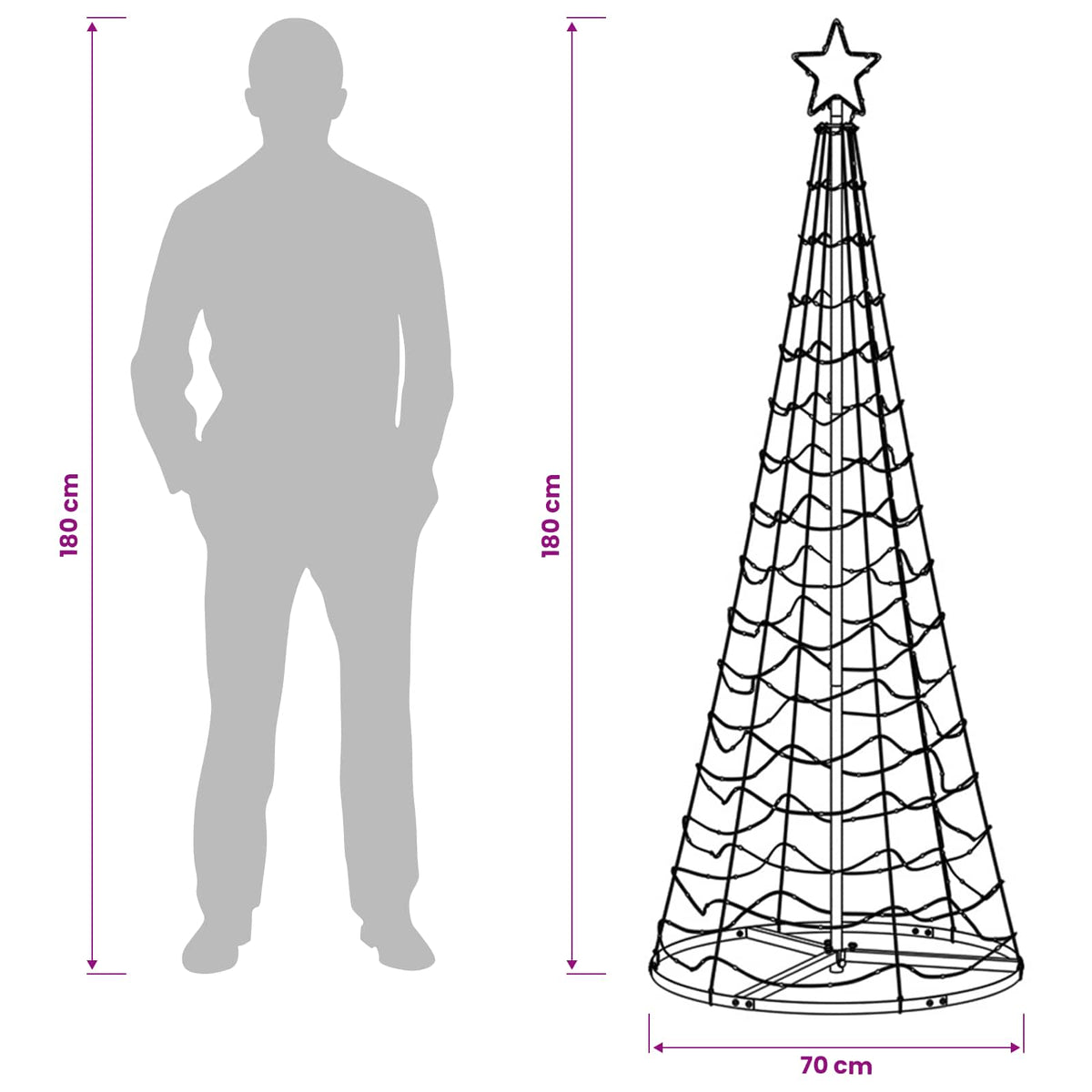 LED Spiral Christmas Tree with Base EKENAS 180 cm 220 LEDs