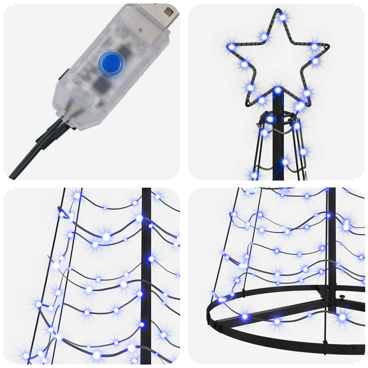 LED Spiral Christmas Tree with Base EKENAS 180 cm 220 LEDs Blue