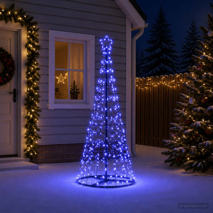LED Spiral Christmas Tree with Base EKENAS 180 cm 220 LEDs Blue