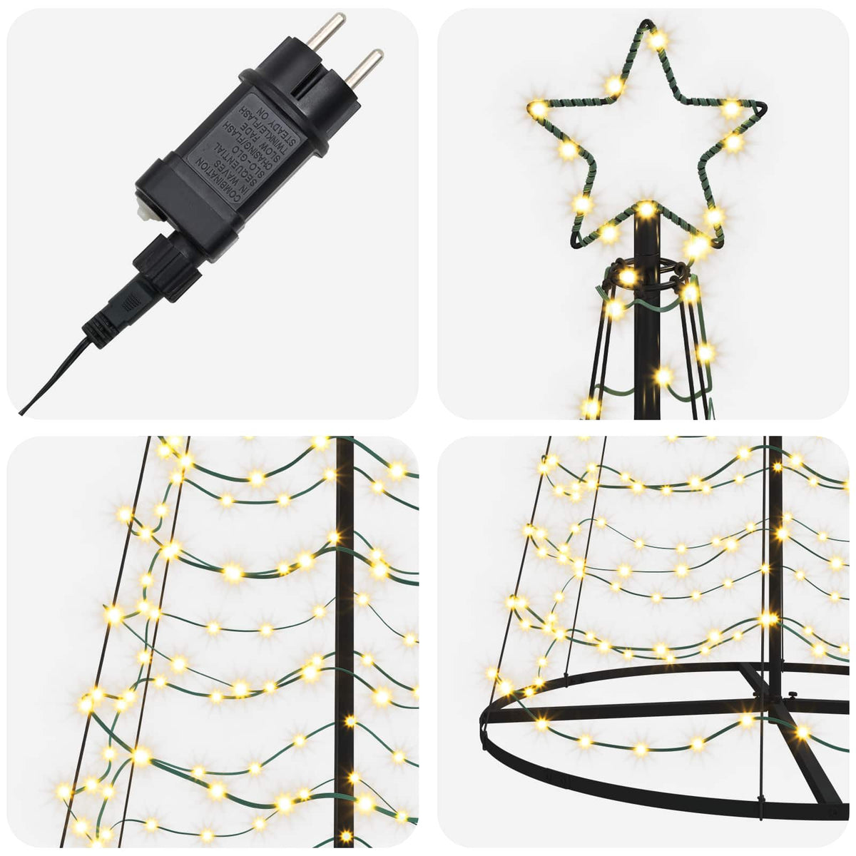 LED Spiral Christmas Tree with Base EKENAS 250 cm 370 LEDs