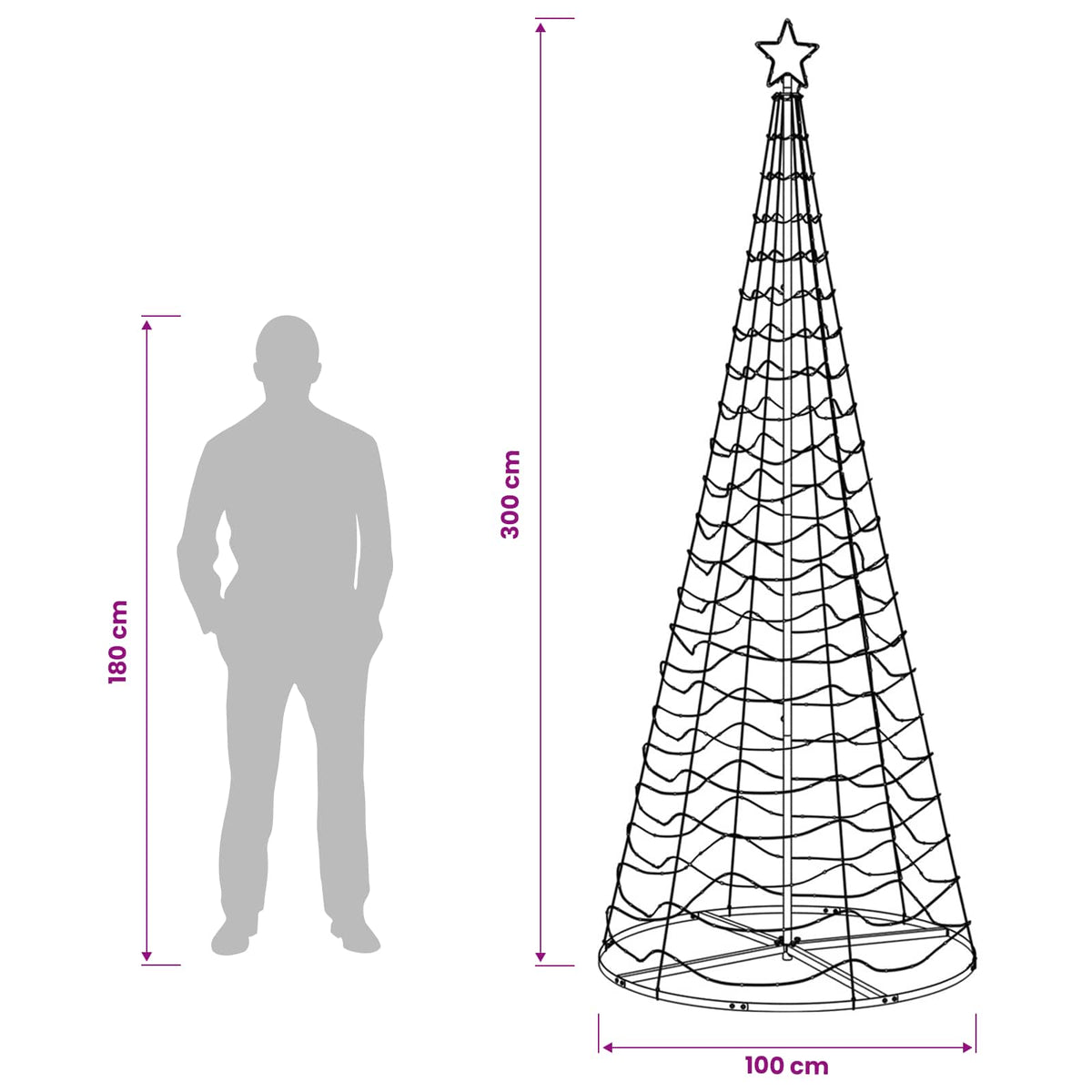 LED Spiral Christmas Tree with Base EKENAS 250 cm 370 LEDs