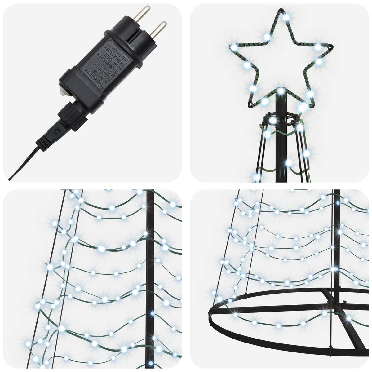 LED Spiral Christmas Tree with Base EKENAS 250 cm 370 LEDs