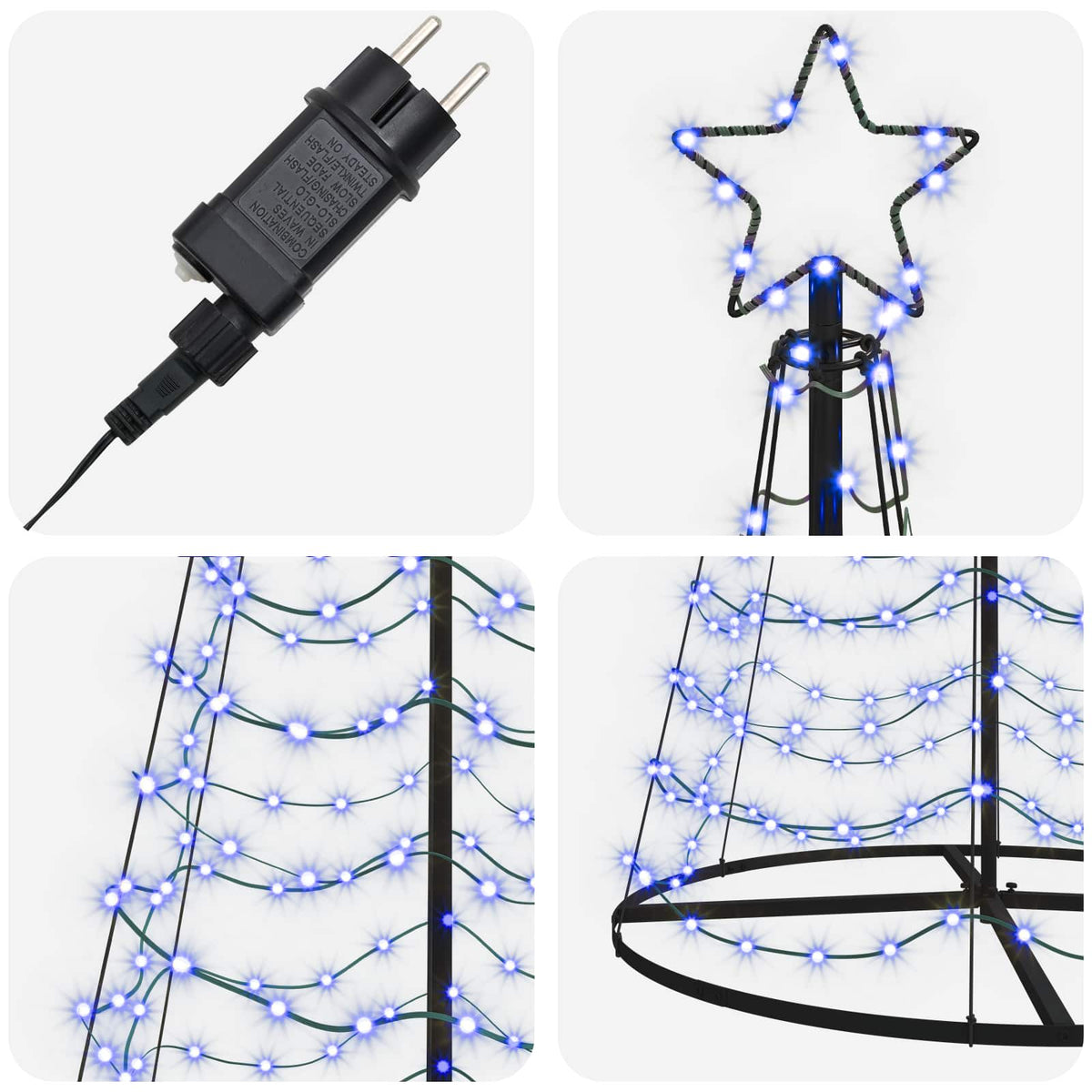 LED Spiral Christmas Tree with Base EKENAS 250 cm 370 LEDs Blue