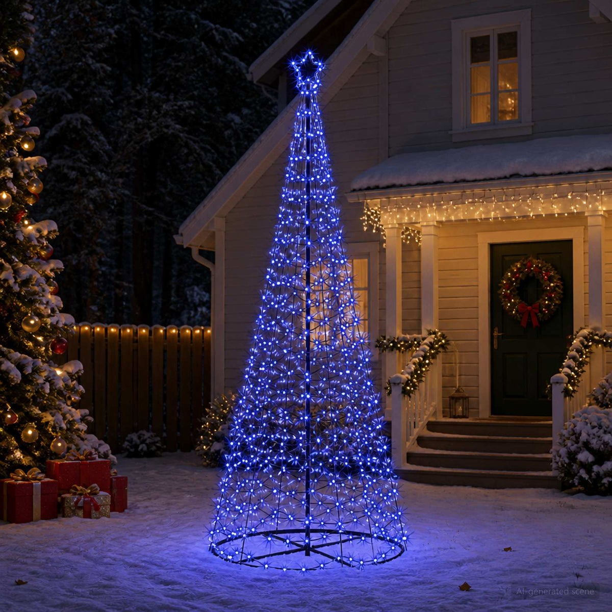 LED Spiral Christmas Tree with Base EKENAS 250 cm 370 LEDs Blue