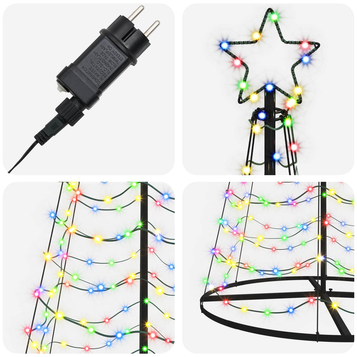 LED Spiral Christmas Tree with Base EKENAS 250 cm 370 LEDs