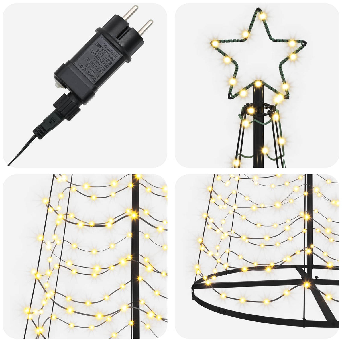 LED Spiral Christmas Tree with Base EKENAS 300 cm 475 LEDs