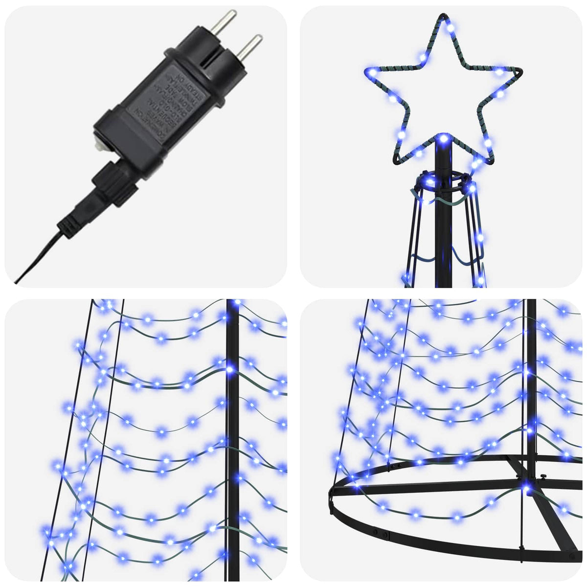 LED Spiral Christmas Tree with Base EKENAS 300 cm 475 LEDs Blue