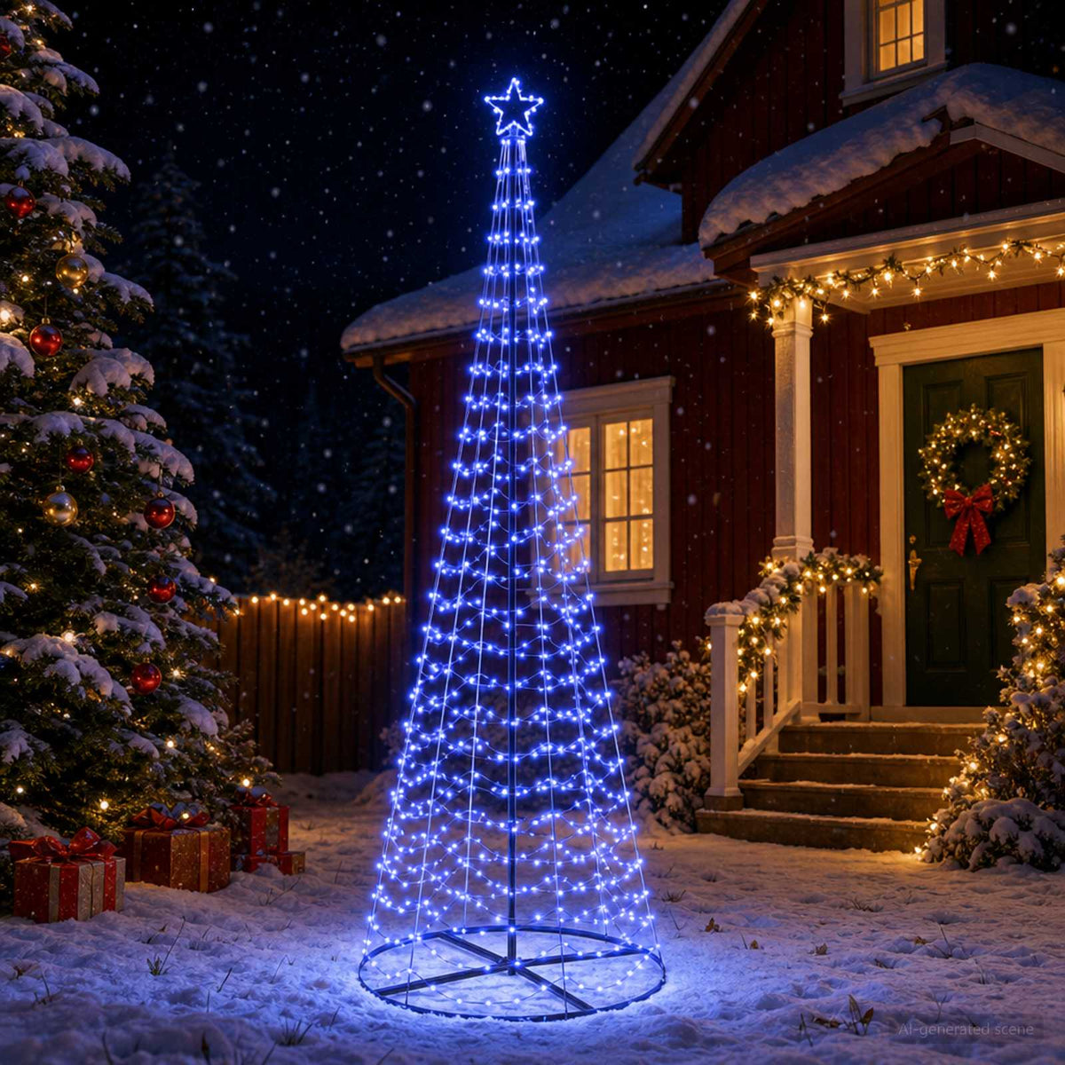 LED Spiral Christmas Tree with Base EKENAS 300 cm 475 LEDs Blue