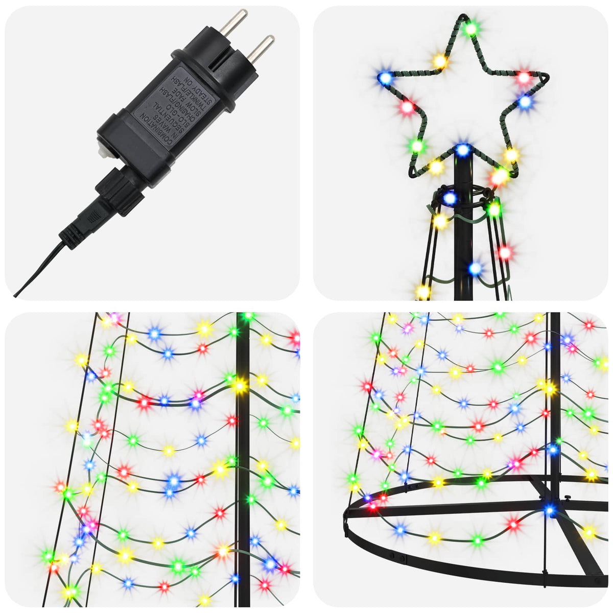 LED Spiral Christmas Tree with Base EKENAS 300 cm 475 LEDs