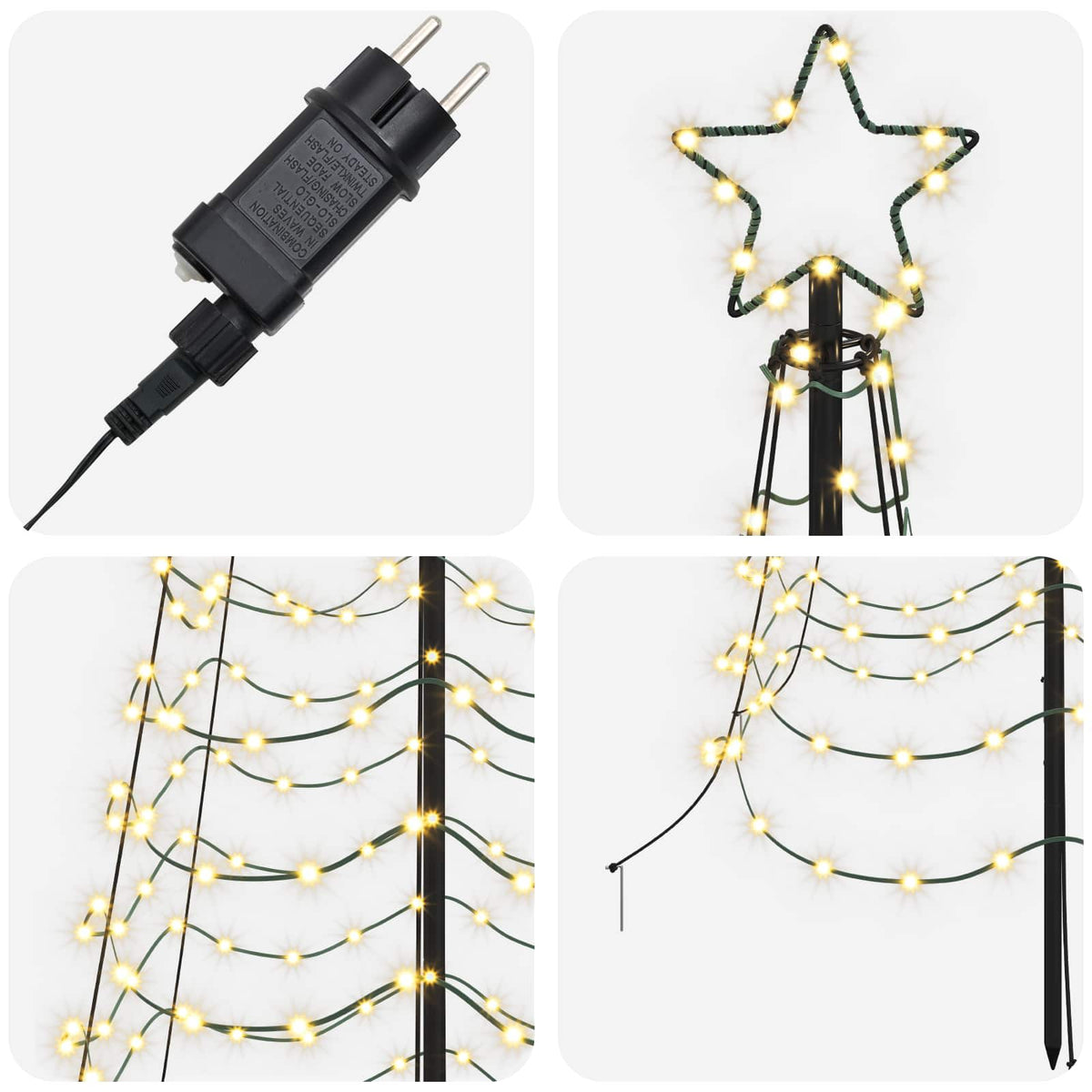 LED Spiral Christmas Tree with Spike EKENAS 250 cm 370 LEDs