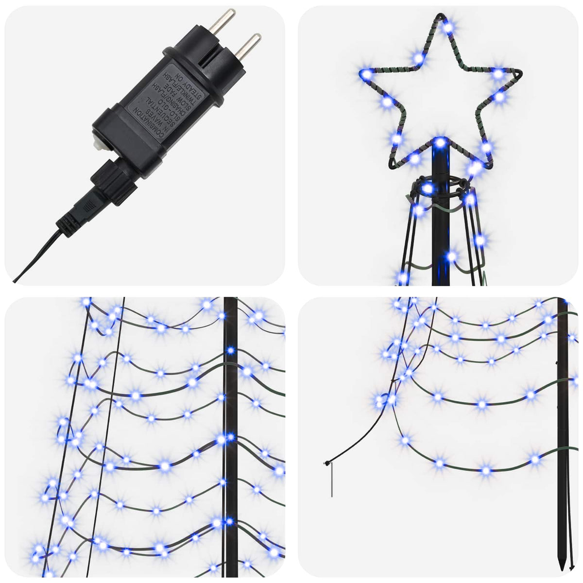LED Spiral Christmas Tree with Spike EKENAS 250 cm 370 LEDs