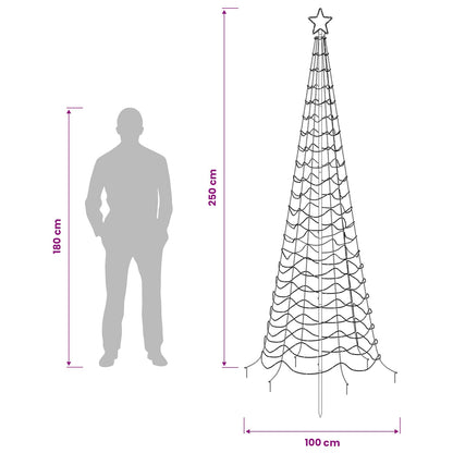 LED Spiral Christmas Tree with Spike EKENAS 250 cm 370 LEDs
