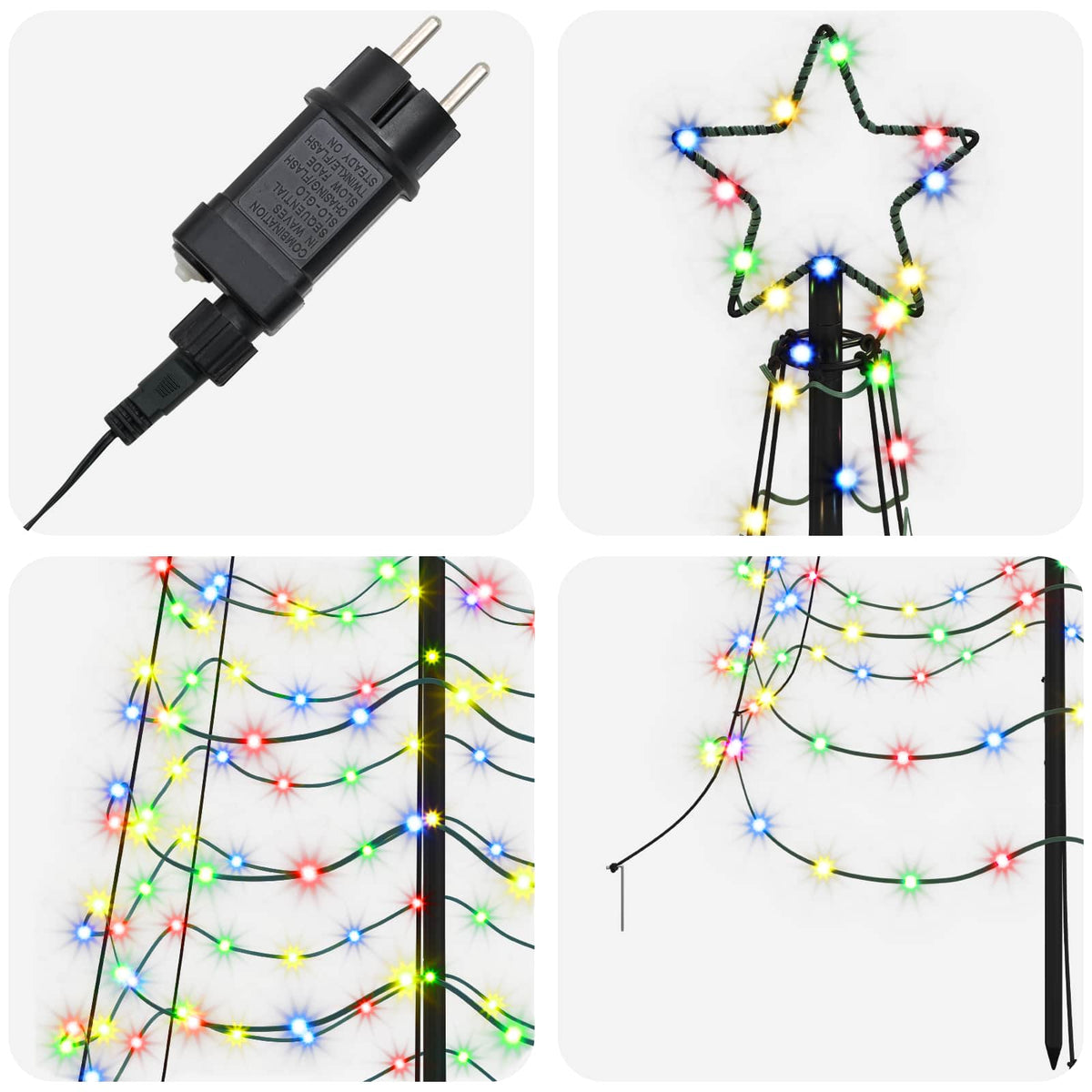 LED Spiral Christmas Tree with Spike EKENAS 250 cm 370 LEDs