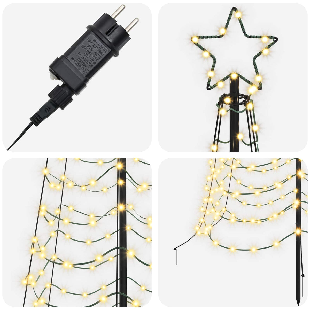LED Spiral Christmas Tree with Spike EKENAS 300 cm 475 LEDs