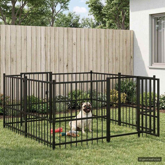 Outdoor Dog Playpen Black 192 x 192 x 100 cm Steel