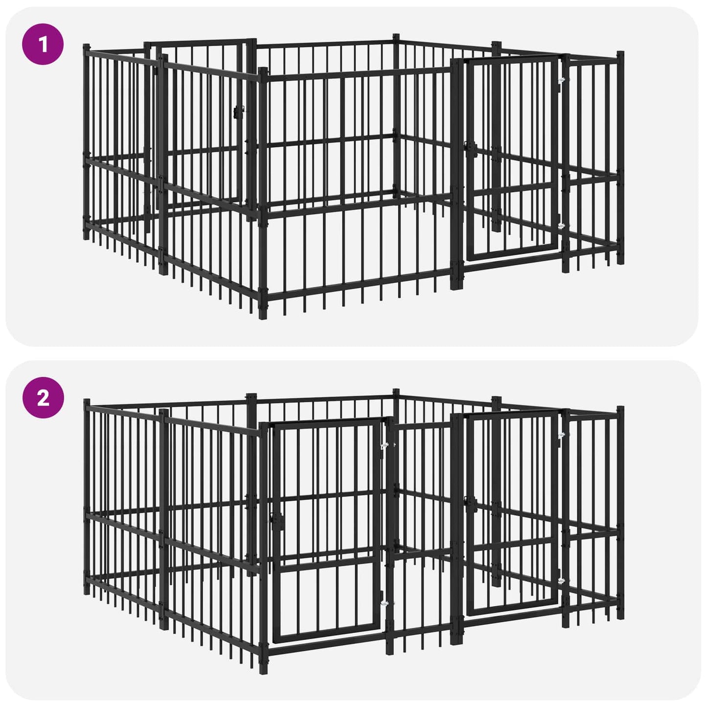 Outdoor Dog Playpen Black 192 x 192 x 100 cm Steel