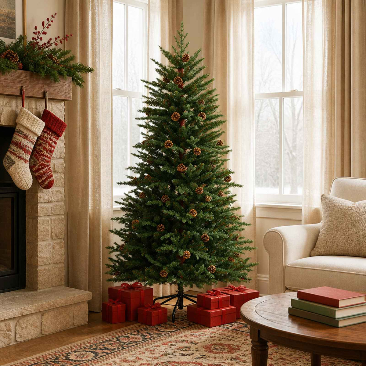 Artificial Hinged Christmas Tree 120 cm steel Green