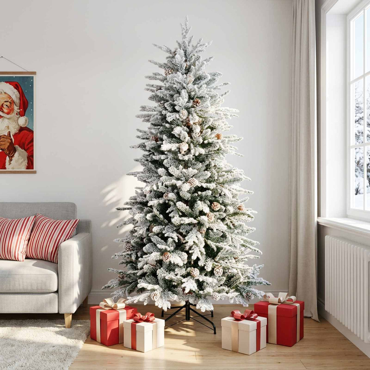 Artificial Hinged Christmas Tree 240 cm steel Green and White