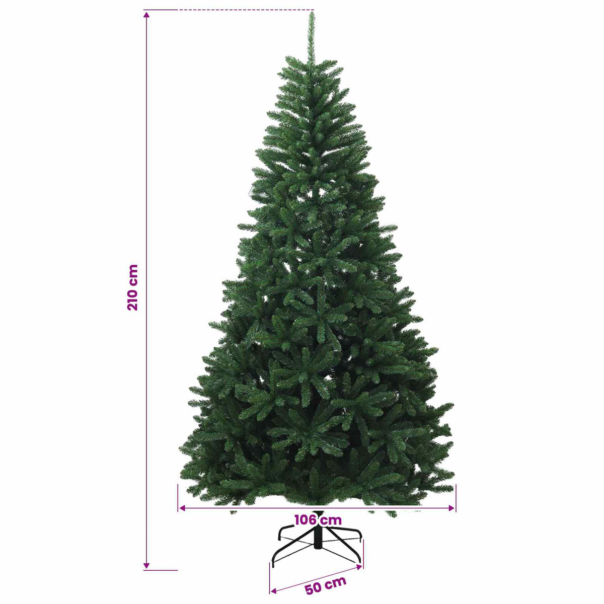 Artificial Hinged Christmas Tree 210 cm PVC Medium Green