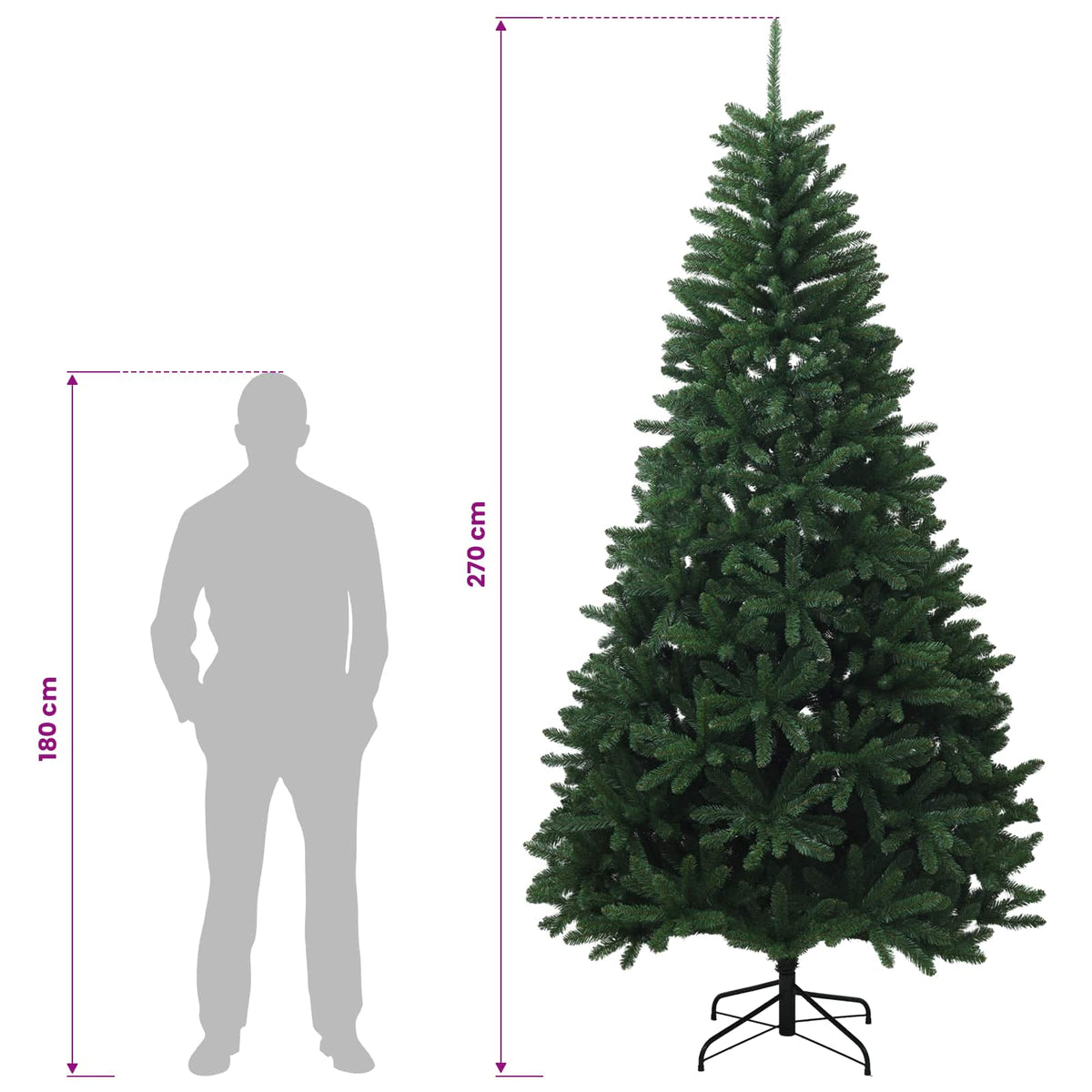 Artificial Hinged Christmas Tree 270 cm PVC Medium Green