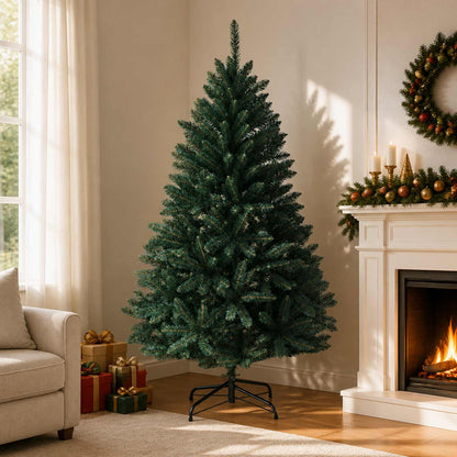 Artificial Hinged Christmas Tree 180 cm PVC Dark Green
