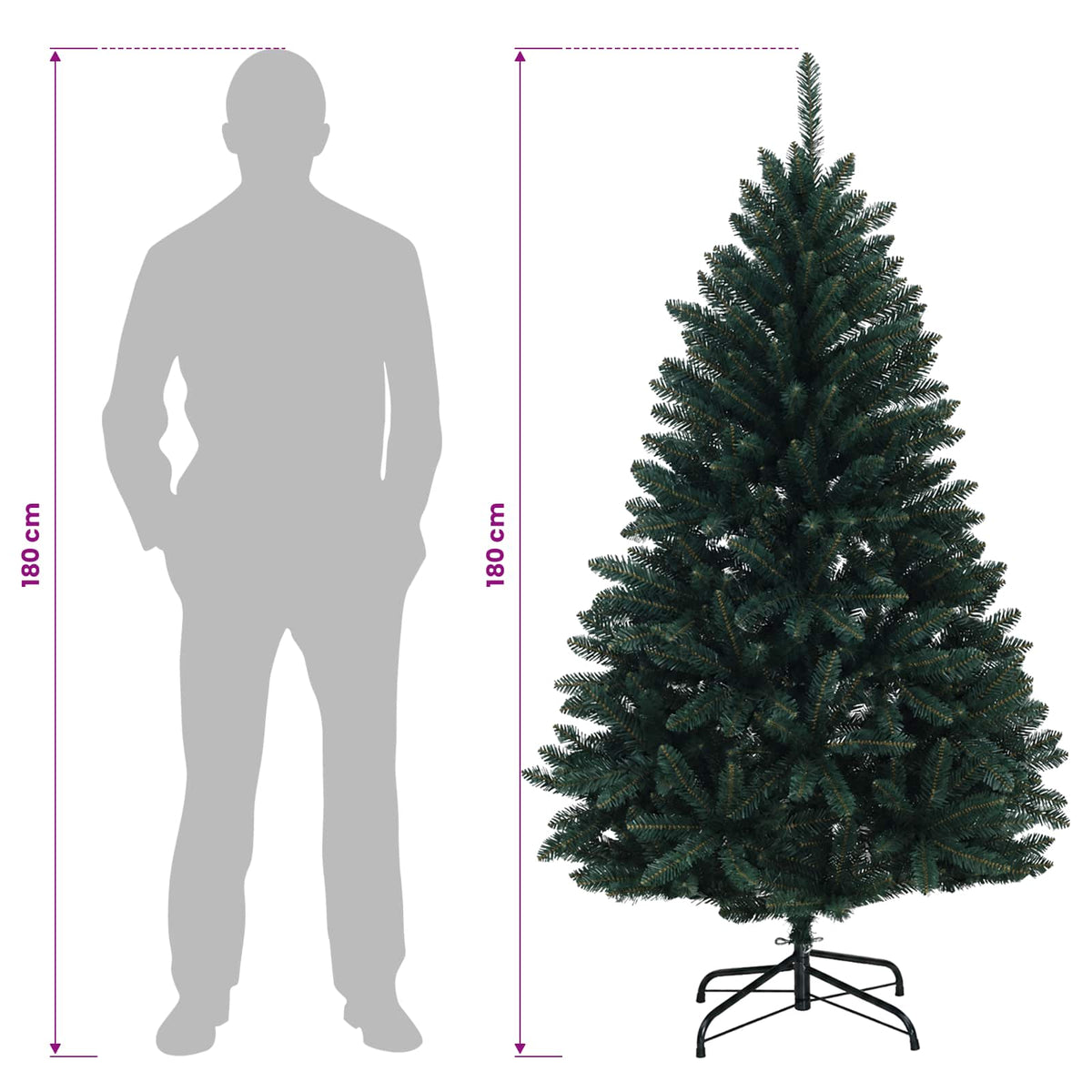 Artificial Hinged Christmas Tree 180 cm PVC Dark Green