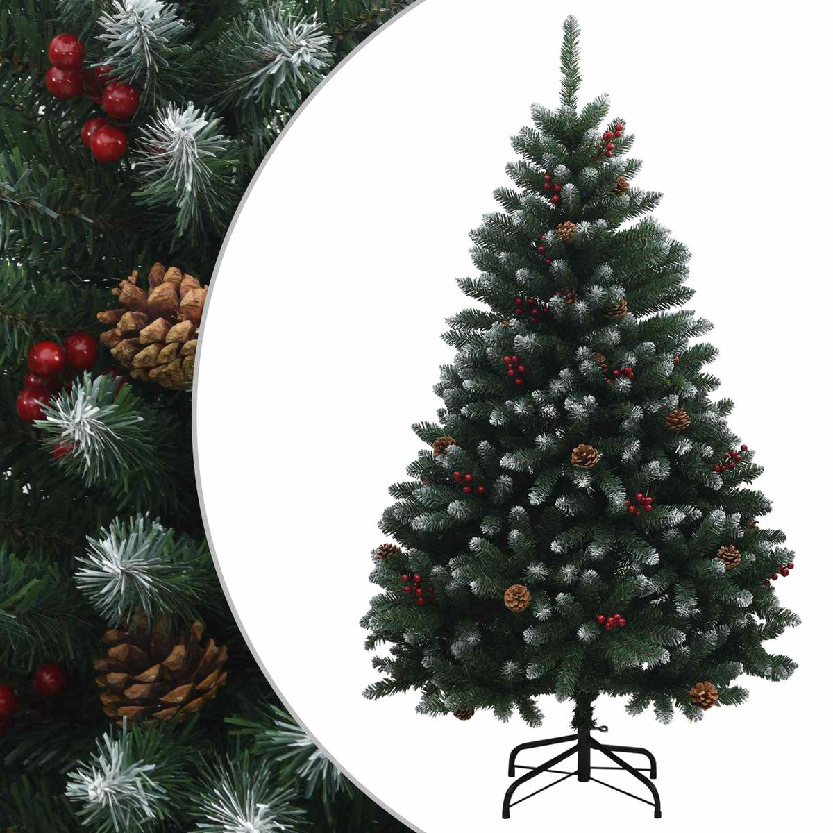 Artificial Hinged Christmas Tree 180 cm PVC Green and White