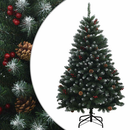 Artificial Hinged Christmas Tree 180 cm PVC Green and White