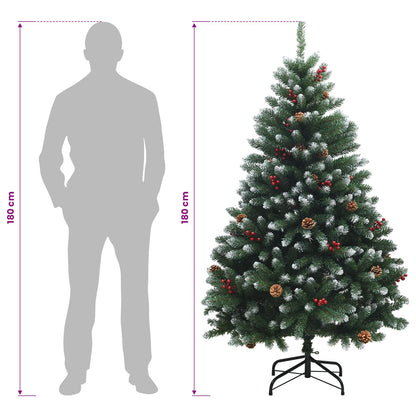 Artificial Hinged Christmas Tree 180 cm PVC Green and White