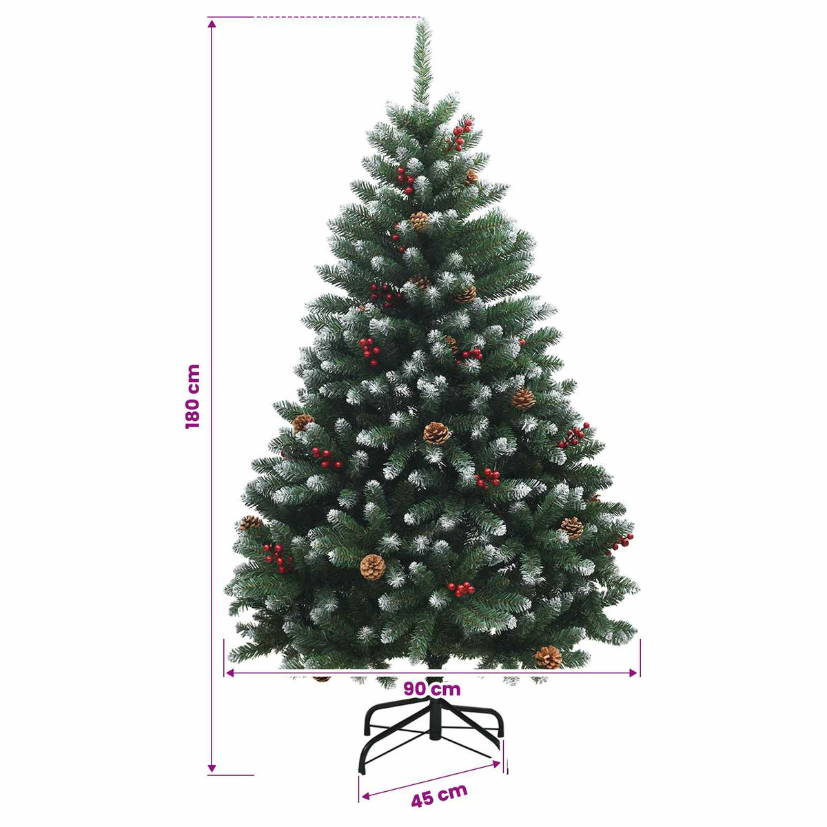Artificial Hinged Christmas Tree 180 cm PVC Green and White