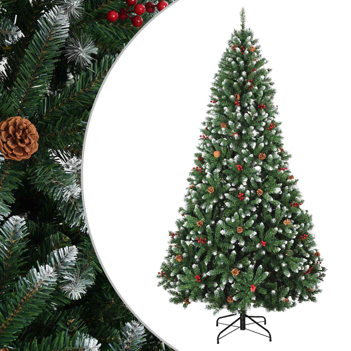 Artificial Hinged Christmas Tree 210 cm PVC Green and White