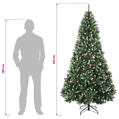 Artificial Hinged Christmas Tree 210 cm PVC Green and White