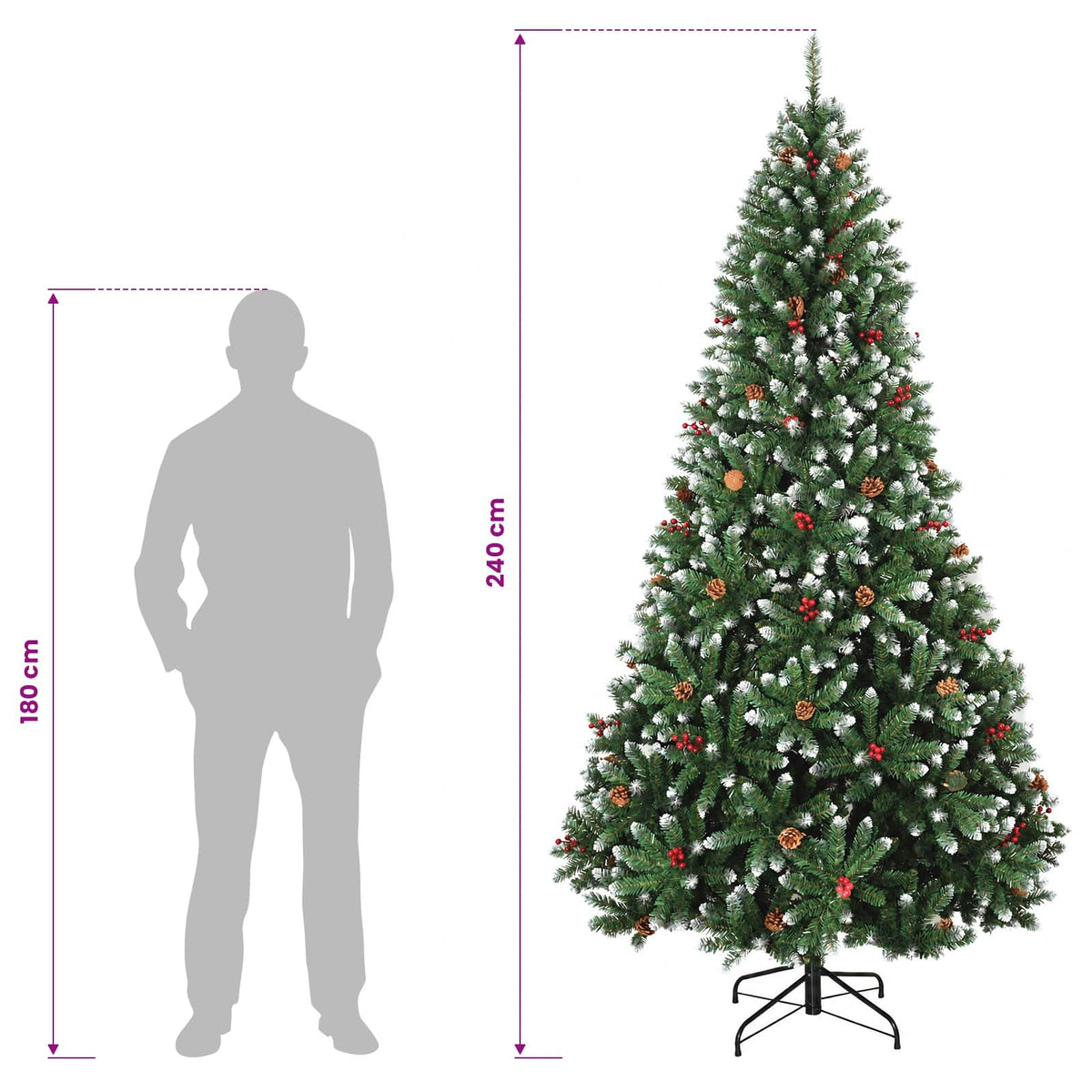 Artificial Hinged Christmas Tree 240 cm PVC Green and White