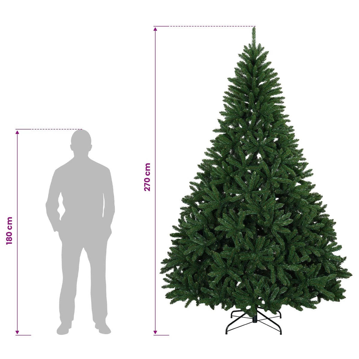Artificial Hinged Christmas Tree 270 cm PVC Medium Green